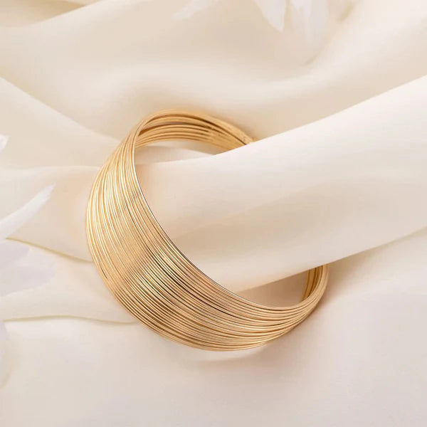Elegant Gold-Plated Bangle Style Cuff Bracelet