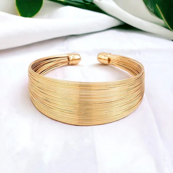 Elegant Gold-Plated Bangle Style Cuff Bracelet