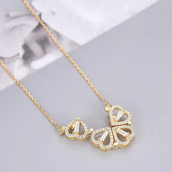 Gold Plated Clover AD Openable Magnetic Pendant Necklace