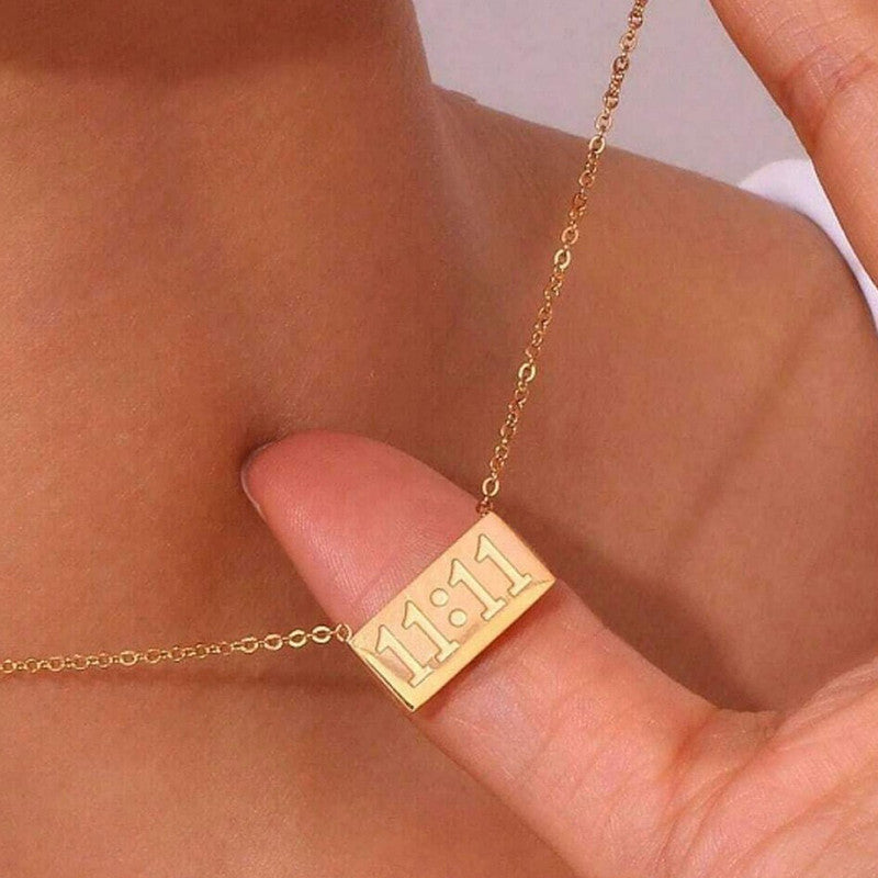 Gold-Plated 11:11 Angel Number Pendant Necklace