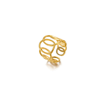 Gold-Plated Endless Loops Adjustable Ring – Anti-Tarnish Stainless Steel
