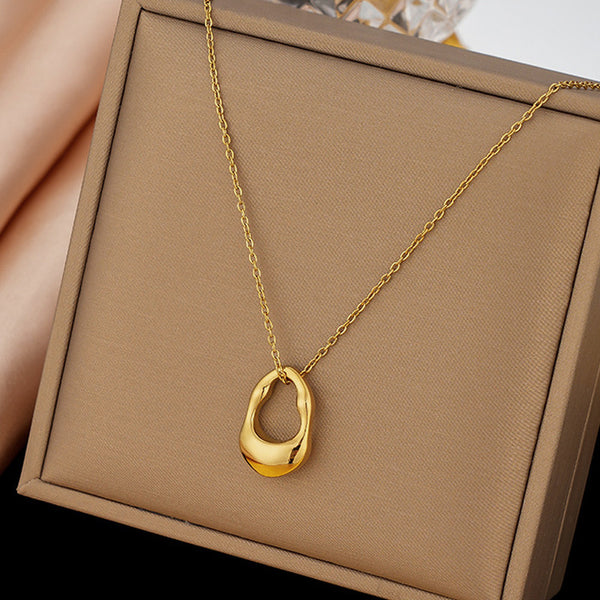 Gold Plated Anti-Tarnish Contemporary Stainless Steel Pendant Necklace
