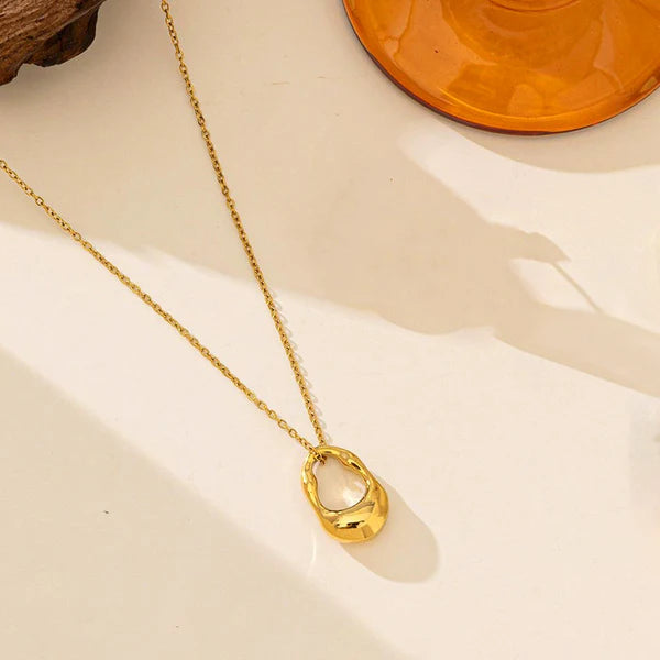 Gold Plated Anti-Tarnish Contemporary Stainless Steel Pendant Necklace