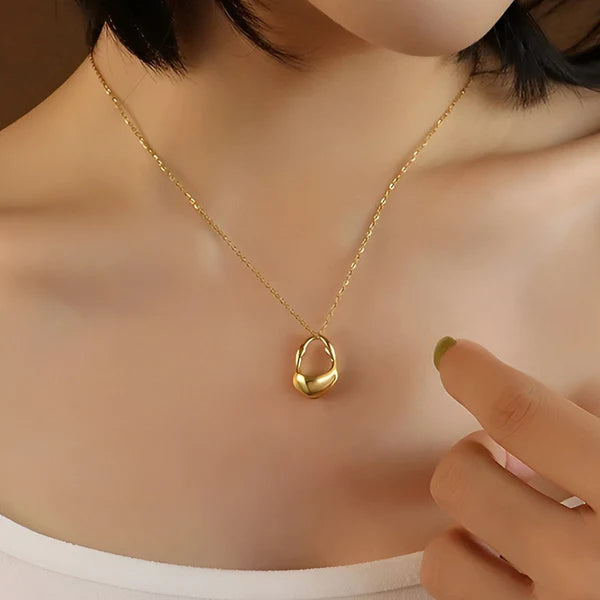 Gold Plated Anti-Tarnish Contemporary Stainless Steel Pendant Necklace