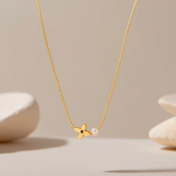 Gold Plated Anti-Tarnish Floral Pendant Necklace