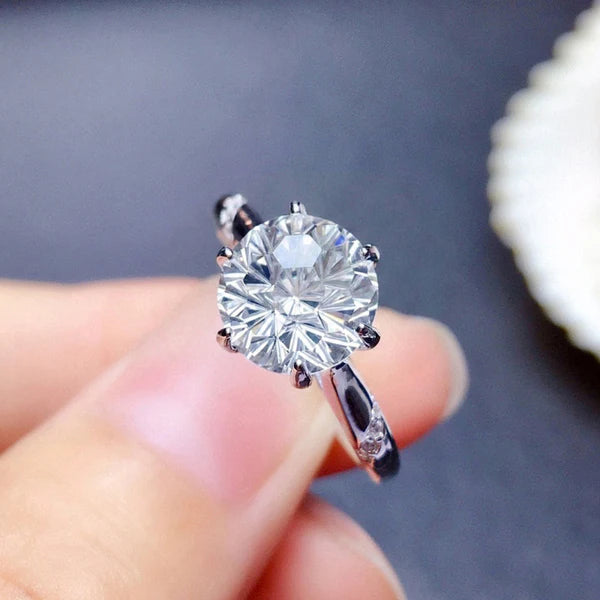 Silver Plated American Diamond Crushed Ice Cut Statement Ring