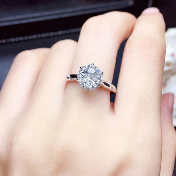 Silver Plated American Diamond Crushed Ice Cut Statement Ring