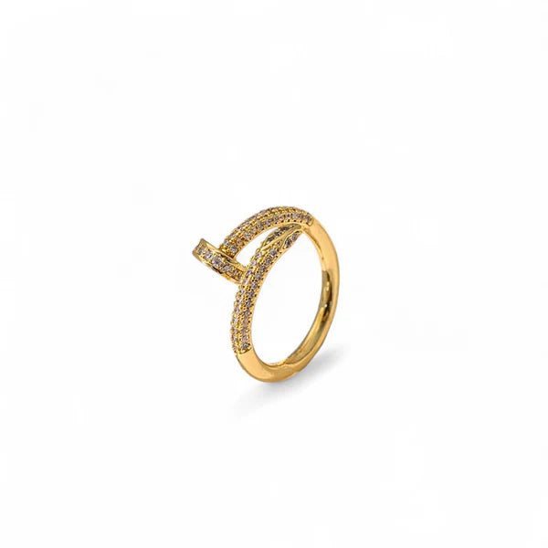 Gold Plated Anti-Tarnish Nail Shaped AD Studded Adjustable Ring