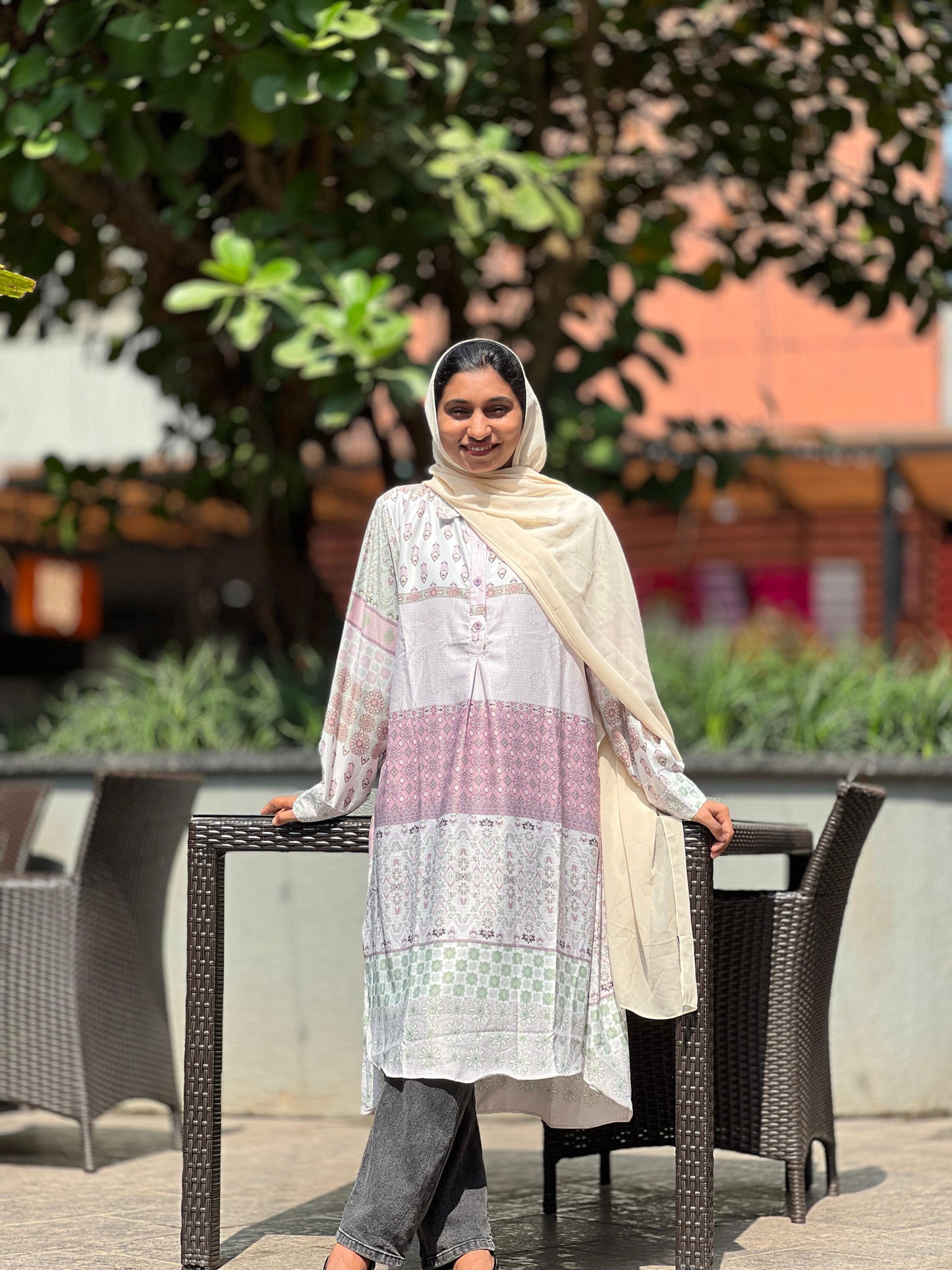 Pastel Printed Long Kurta