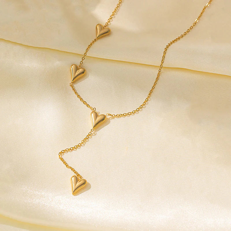 Gold-Plated Anti-Tarnish Heart Themed Long Necklace