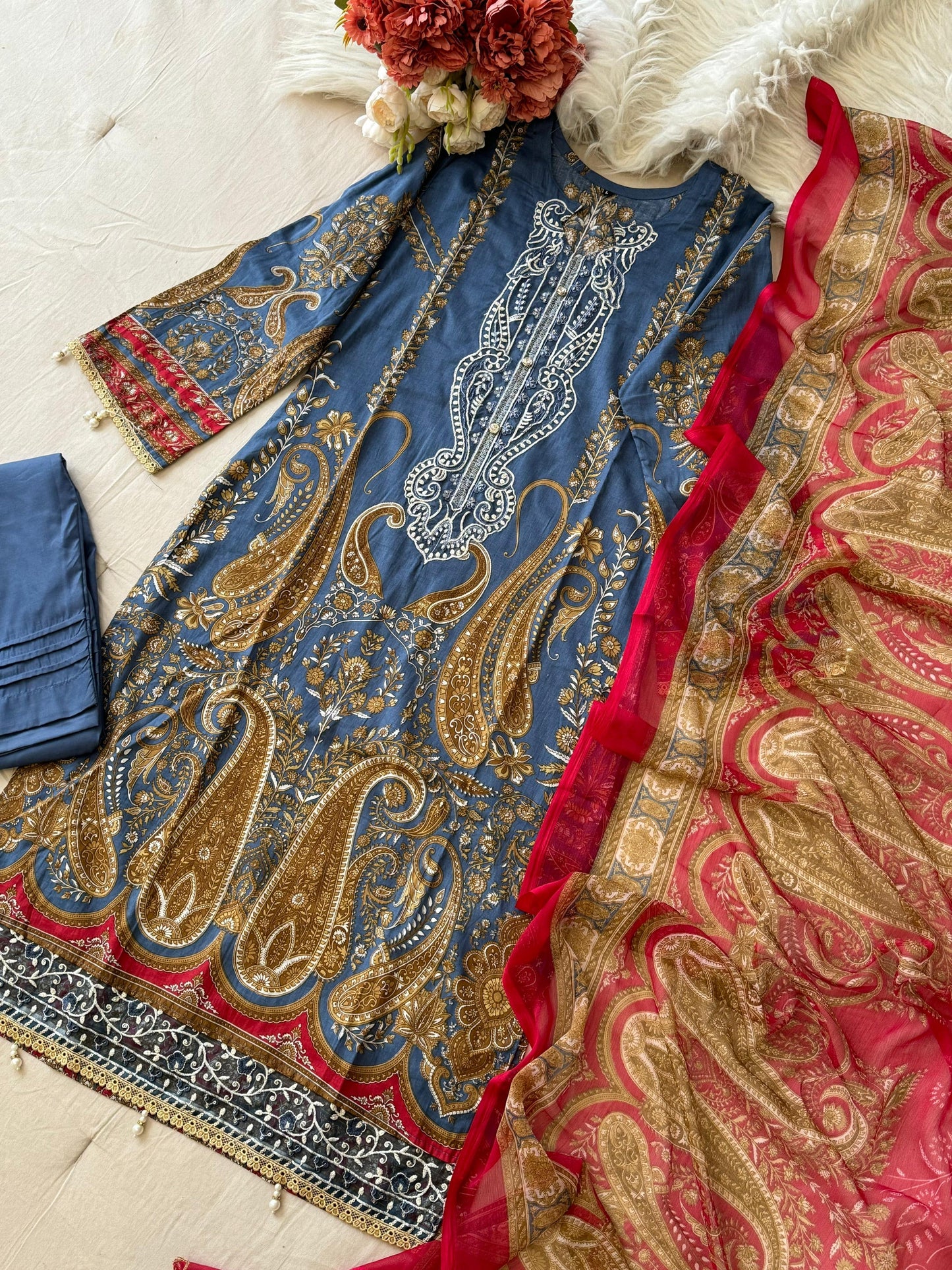 Elegance made easy ✨ A beautifully stitched set with vibrant prints and stunning detailing.