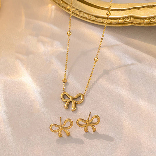 Gold-Plated Anti Tarnish Infinity Bow Pendant
