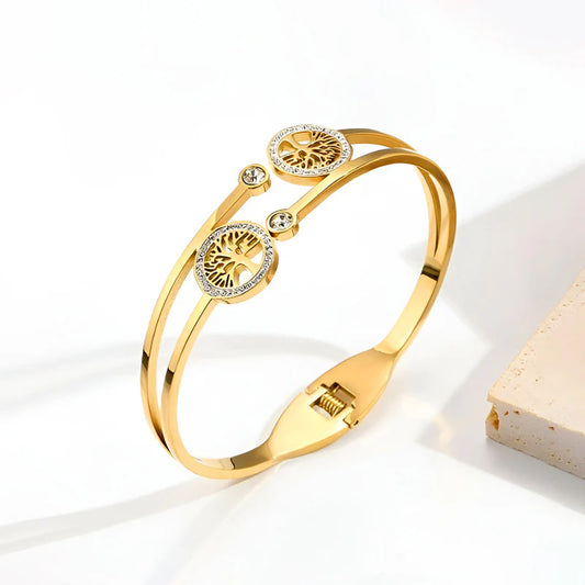 Gold Plated Stainless Steel Contemporary Anti Tarnish Geometric Bracelet