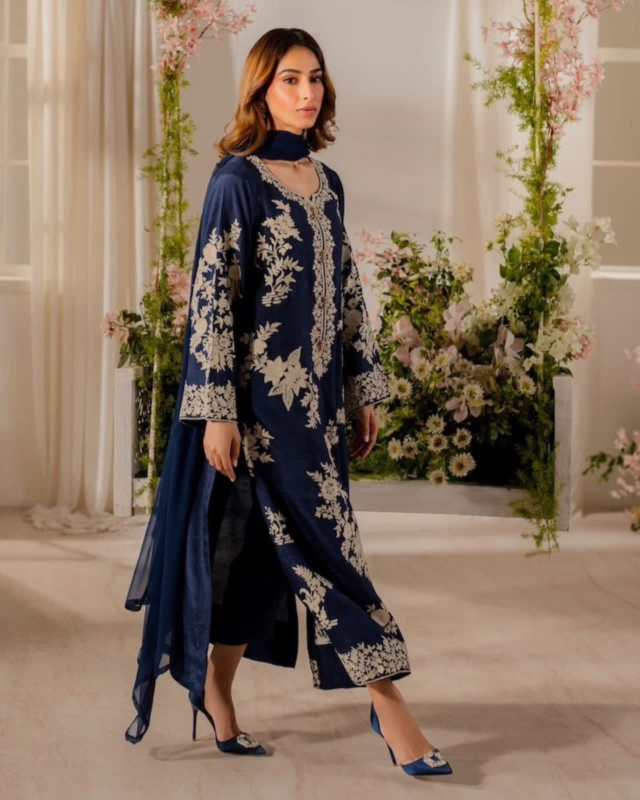 International Designer Inspired 3-Piece Casual Suit Set | Cotton Blend, Crepe & Chiffon | M–6XL