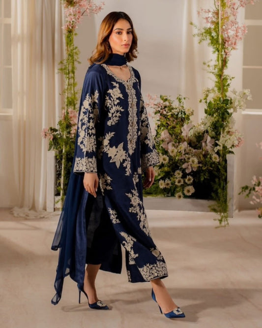 International Designer Inspired 3-Piece Casual Suit Set | Cotton Blend, Crepe & Chiffon | M–6XL