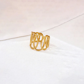 Gold-Plated Endless Loops Adjustable Ring – Anti-Tarnish Stainless Steel