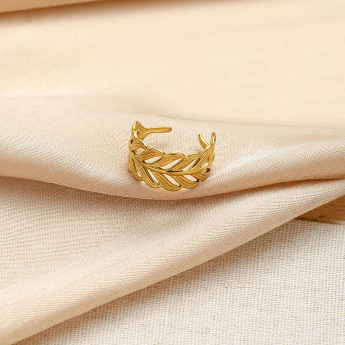 Gold-Plated Leaf Adjustable Ring – Anti-Tarnish Stainless Steel