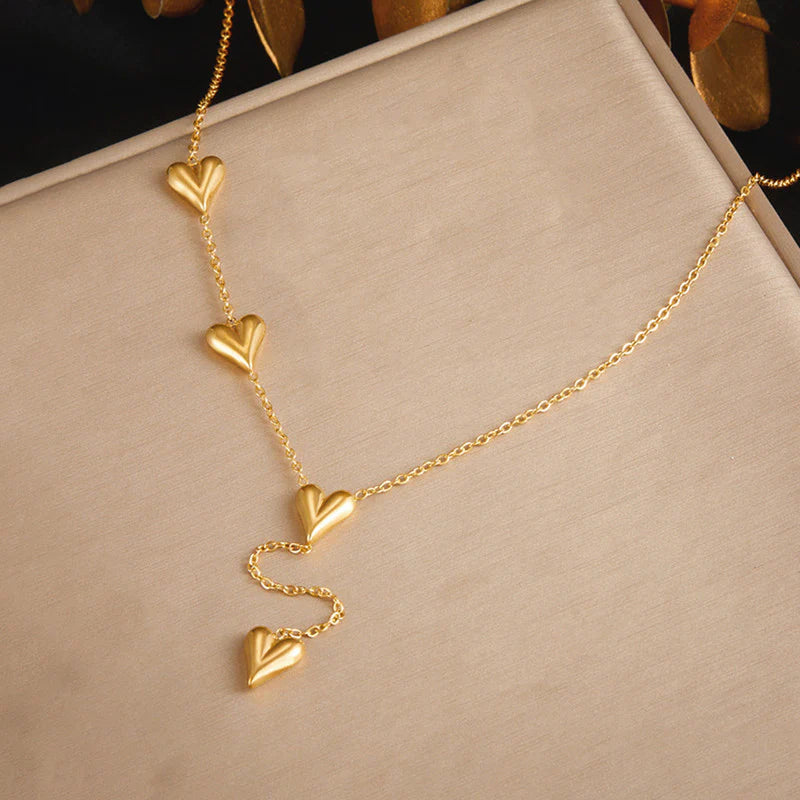 Gold-Plated Anti-Tarnish Heart Themed Long Necklace
