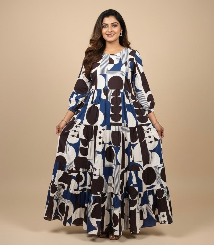 Monochrome Muse: Abstract Maxi Dress