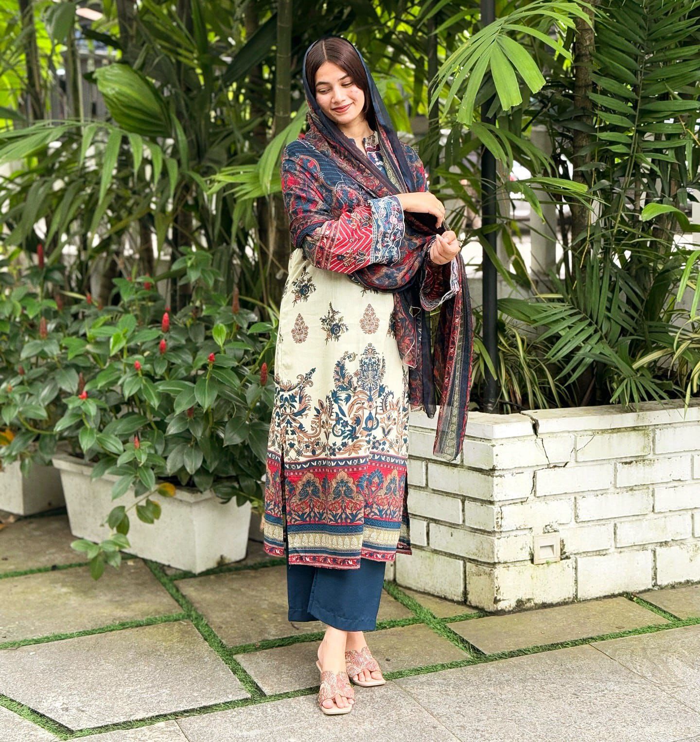 Premium Stitched Pakistani Suit – Cotton with Embroidery & Printed Dupatta chiffon