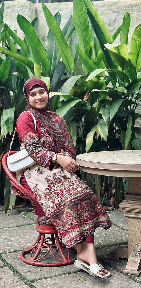 Premium Stitched Pakistani Suit – Cotton with Embroidery & Printed Dupatta chiffon